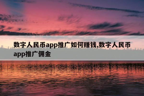 数字人民币app推广如何赚钱,数字人民币app推广佣金