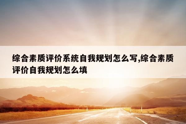 综合素质评价系统自我规划怎么写,综合素质评价自我规划怎么填