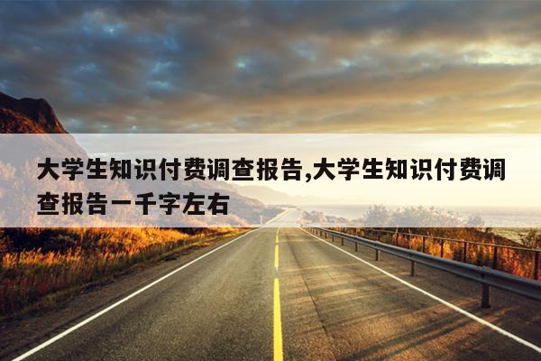 大学生知识付费调查报告,大学生知识付费调查报告一千字左右