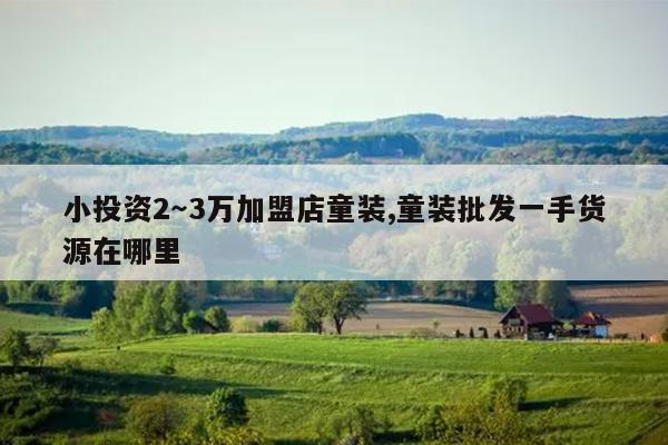 小投资2～3万加盟店童装,童装批发一手货源在哪里