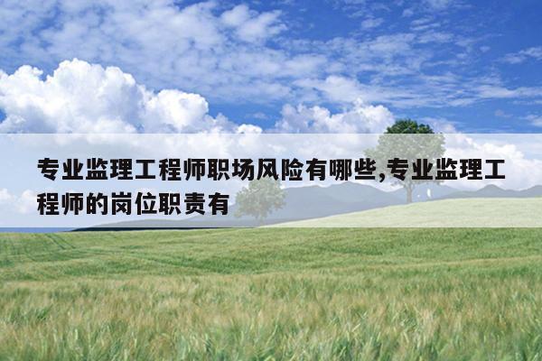 专业监理工程师职场风险有哪些,专业监理工程师的岗位职责有