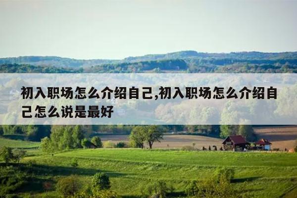 初入职场怎么介绍自己,初入职场怎么介绍自己怎么说是最好