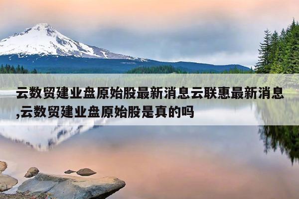 云数贸建业盘原始股最新消息云联惠最新消息,云数贸建业盘原始股是真的吗