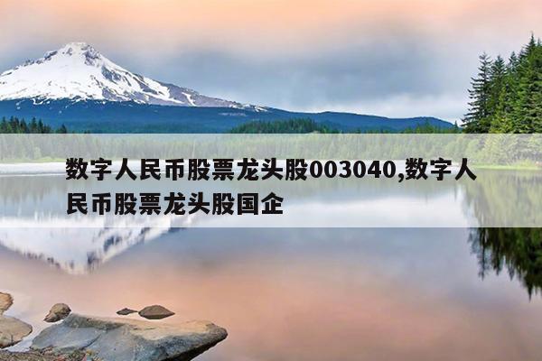 数字人民币股票龙头股003040,数字人民币股票龙头股国企