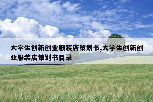 大学生创新创业服装店策划书,大学生创新创业服装店策划书目录