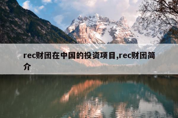 rec财团在中国的投资项目,rec财团简介