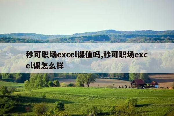 秒可职场excel课值吗,秒可职场excel课怎么样