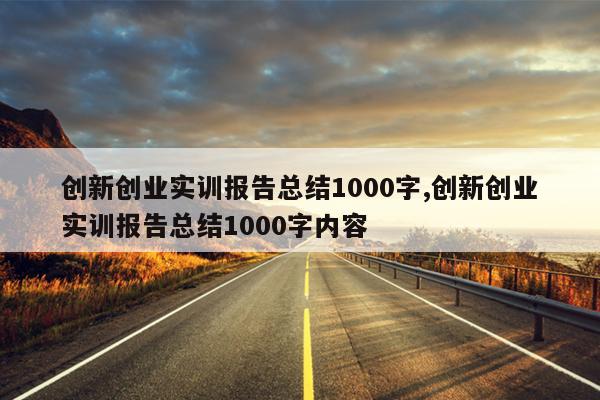 创新创业实训报告总结1000字,创新创业实训报告总结1000字内容