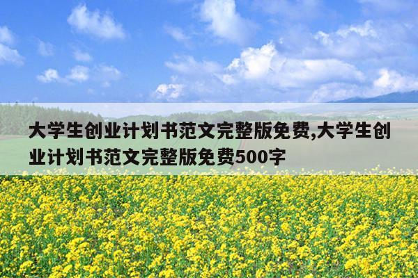 大学生创业计划书范文完整版免费,大学生创业计划书范文完整版免费500字
