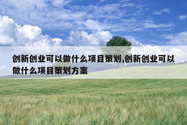 创新创业可以做什么项目策划,创新创业可以做什么项目策划方案