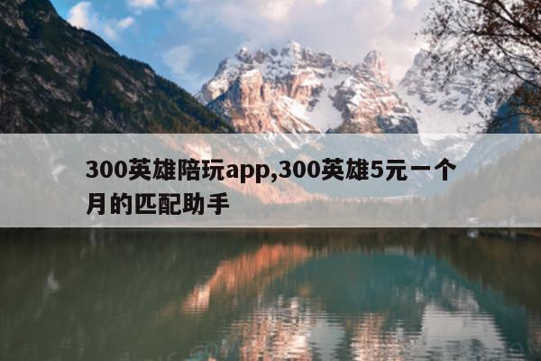 300英雄陪玩app,300英雄5元一个月的匹配助手