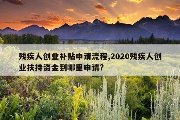 残疾人创业补贴申请流程,2020残疾人创业扶持资金到哪里申请?