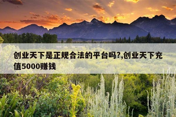 创业天下是正规合法的平台吗?,创业天下充值5000赚钱