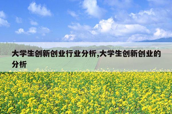 大学生创新创业行业分析,大学生创新创业的分析