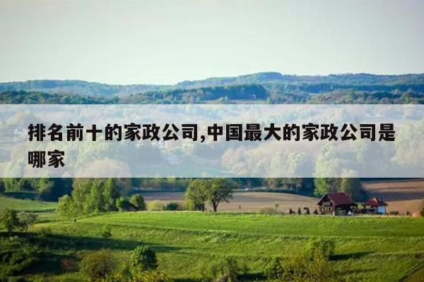 排名前十的家政公司,中国最大的家政公司是哪家