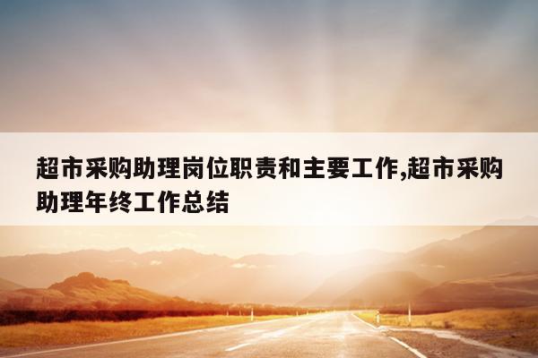 超市采购助理岗位职责和主要工作,超市采购助理年终工作总结