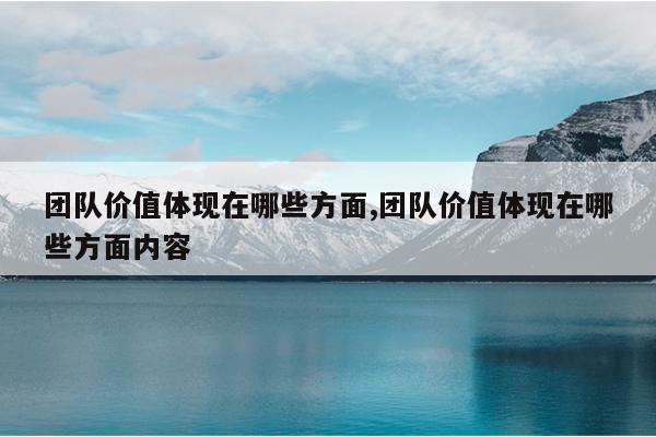 团队价值体现在哪些方面,团队价值体现在哪些方面内容