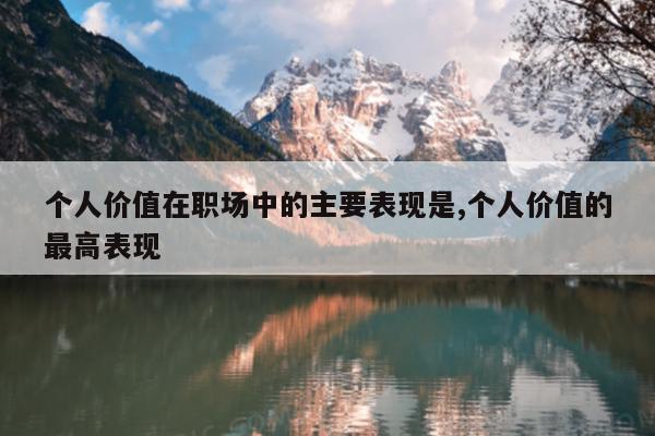 个人价值在职场中的主要表现是,个人价值的最高表现