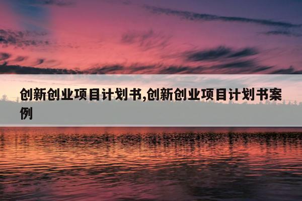 创新创业项目计划书,创新创业项目计划书案例